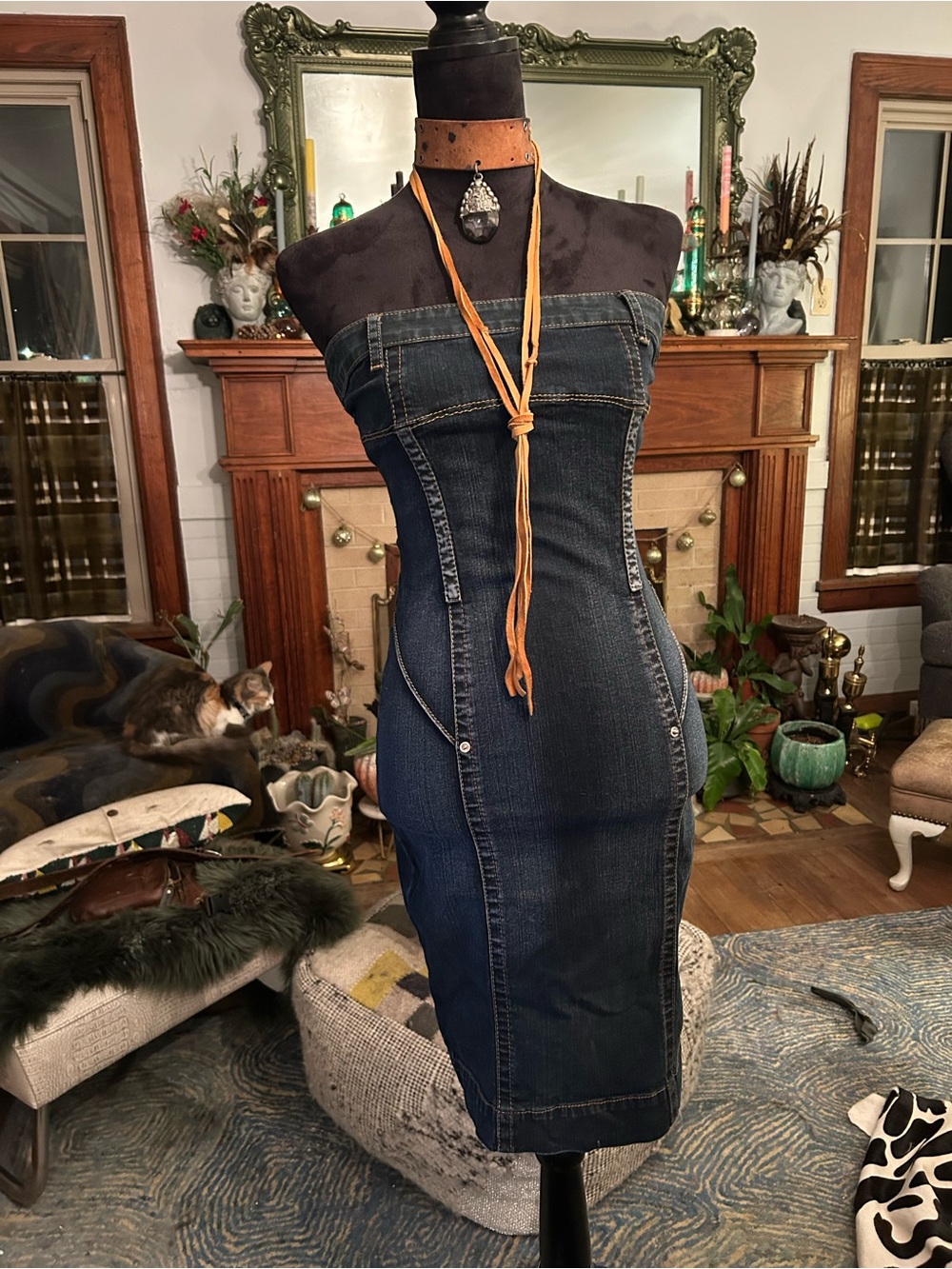 Strapless Baby Phat Dark Wash Denim Streetwear Dress SOLDDDDDD - Picture 9 of 16